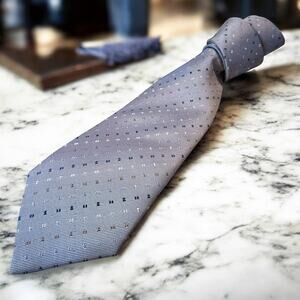 Compagnia Della Seta 100% Silk Tie Mens Blue Gold White Dotted Iridescent